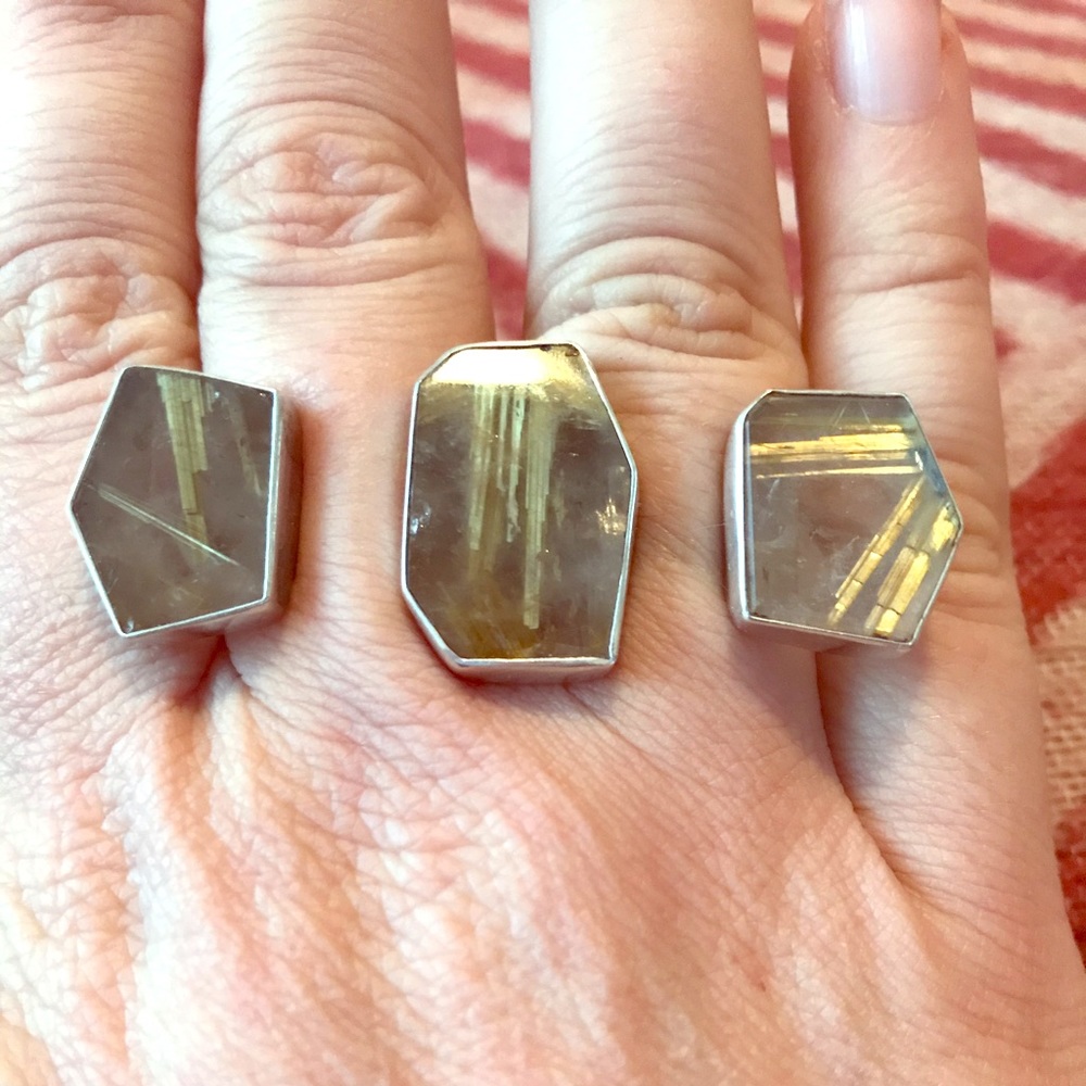 Rutilated Quartz/Sterling Silver Knuckle Ring